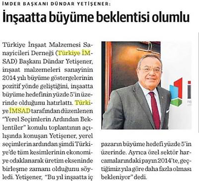 Fibrobeton Milliyet Gazetesi: “Yüzde 5’In Üzerinde Büyüme Hedeflendi.”