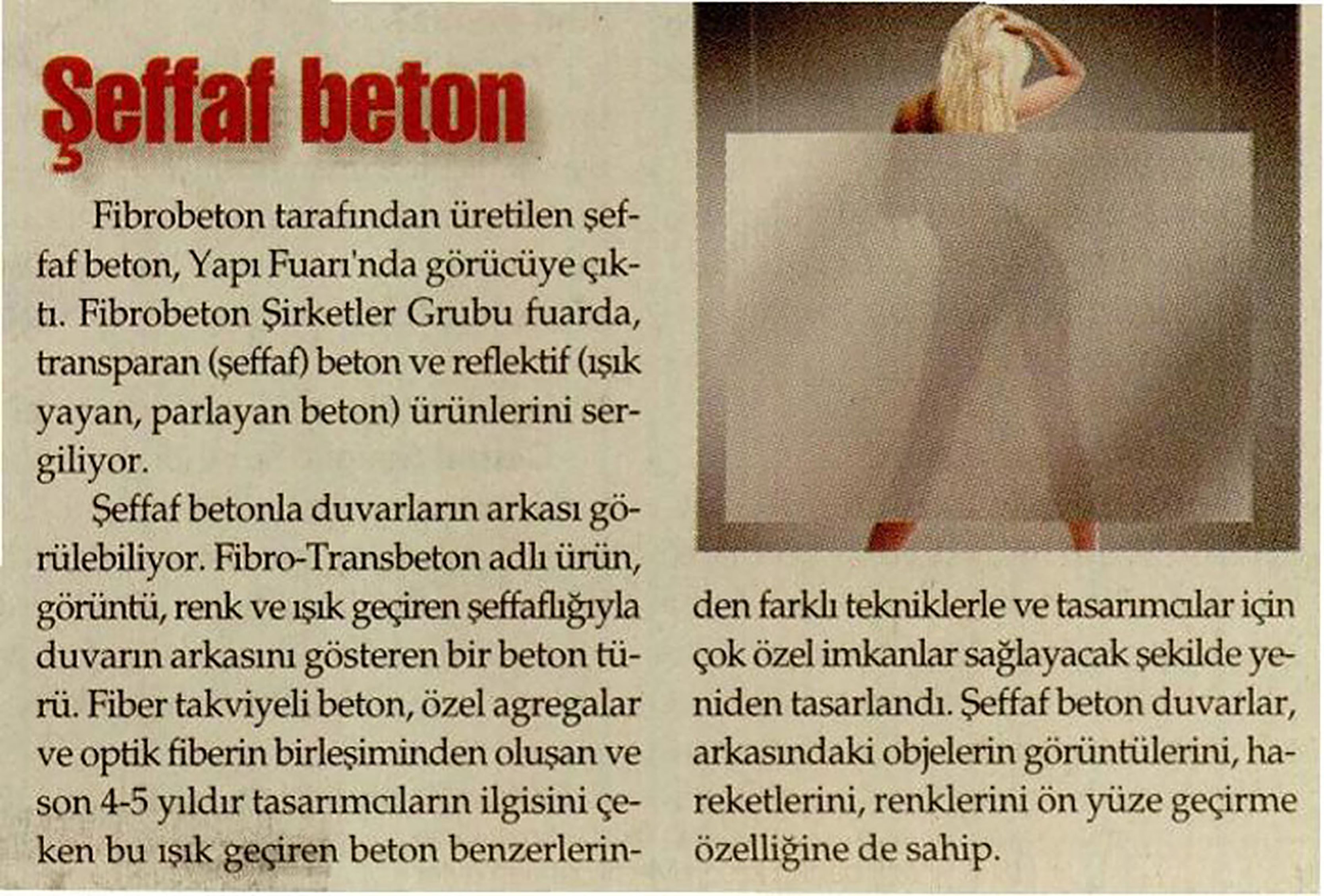 Fibrobeton Şeffaf Beton