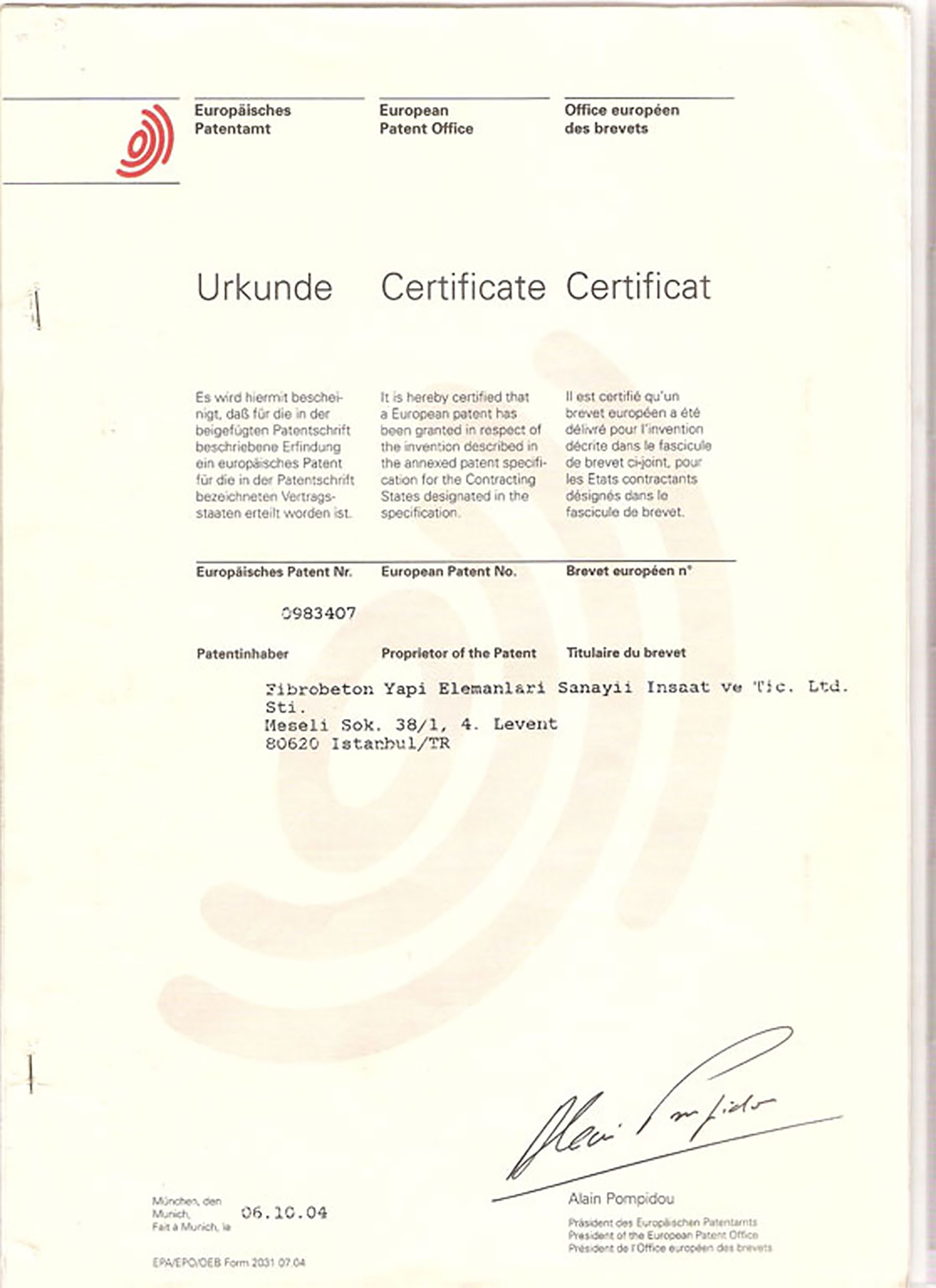fibrobeton sertifika